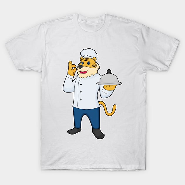 Tiger Cook Chef hat Platter T-Shirt by Markus Schnabel